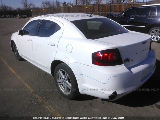 1C3CDZCG9DN663689 - 2013 DODGE AVENGER SXT WHITE photo 3