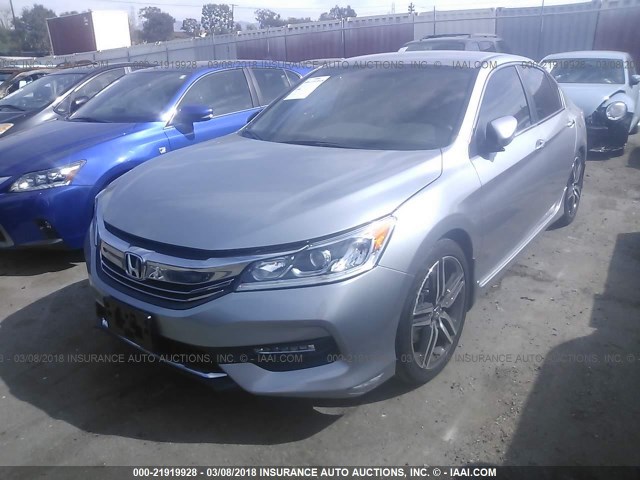 1HGCR2F5XHA219296 - 2017 HONDA ACCORD SPORT SILVER photo 2