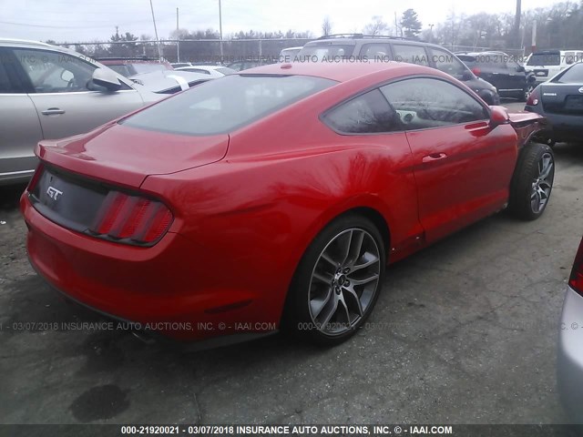 1FA6P8CF3F5365164 - 2015 FORD MUSTANG GT RED photo 4