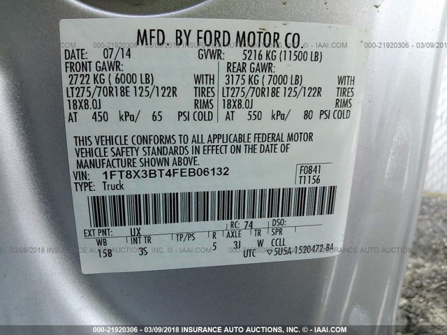 1FT8X3BT4FEB06132 - 2015 FORD F350 SUPER DUTY SILVER photo 10