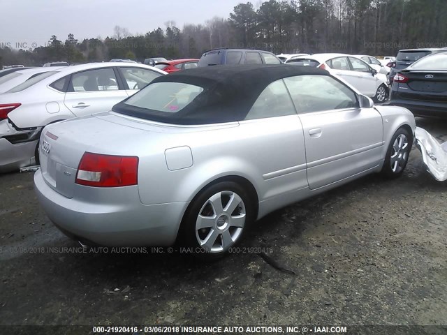 WAUAC48H13K020969 - 2003 AUDI A4 1.8 CABRIOLET SILVER photo 4