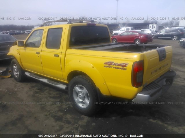 1N6ED27Y11C320961 - 2001 NISSAN FRONTIER CREW CAB XE/CREW CAB SE YELLOW photo 3