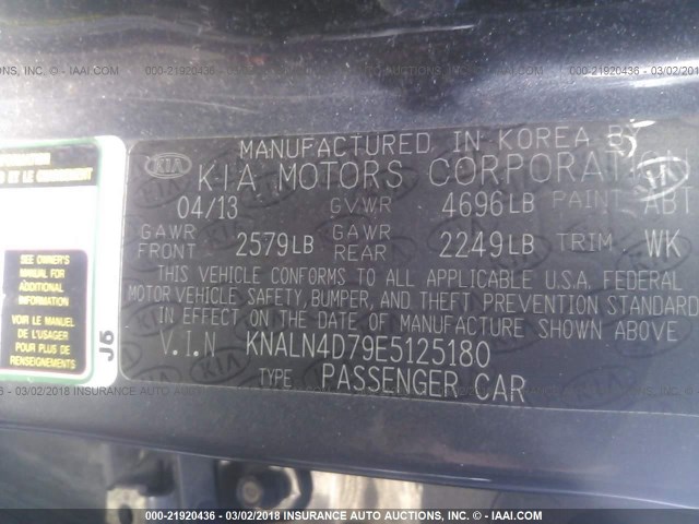 KNALN4D79E5125180 - 2014 KIA CADENZA PREMIUM/LIMITED GRAY photo 9