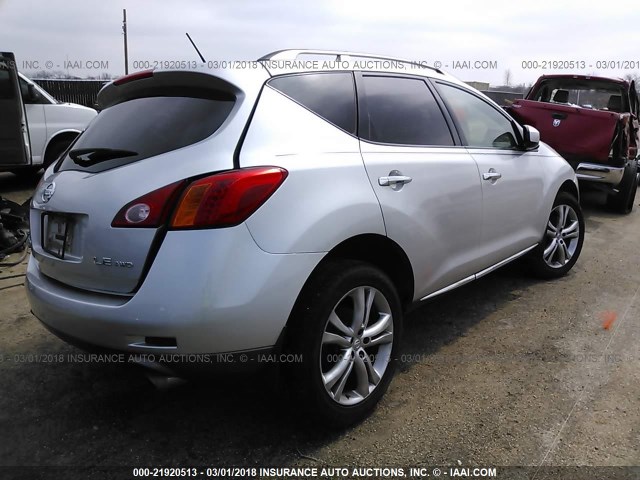 JN8AZ18W79W118960 - 2009 NISSAN MURANO S/SL/LE SILVER photo 4