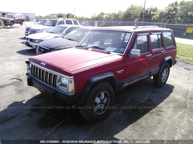 1J4FJ58S7ML533505 - 1991 JEEP CHEROKEE LAREDO RED photo 2