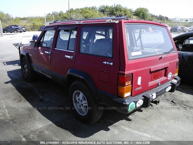 1J4FJ58S7ML533505 - 1991 JEEP CHEROKEE LAREDO RED photo 3