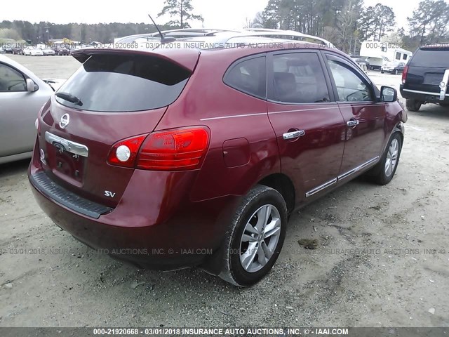 JN8AS5MT9DW522911 - 2013 NISSAN ROGUE S/SV RED photo 4