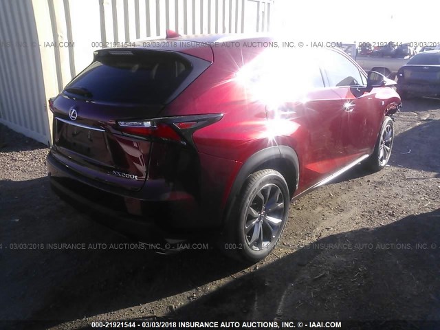 JTJYARBZ5H2062586 - 2017 LEXUS NX 200T/BASE/F SPORT RED photo 4