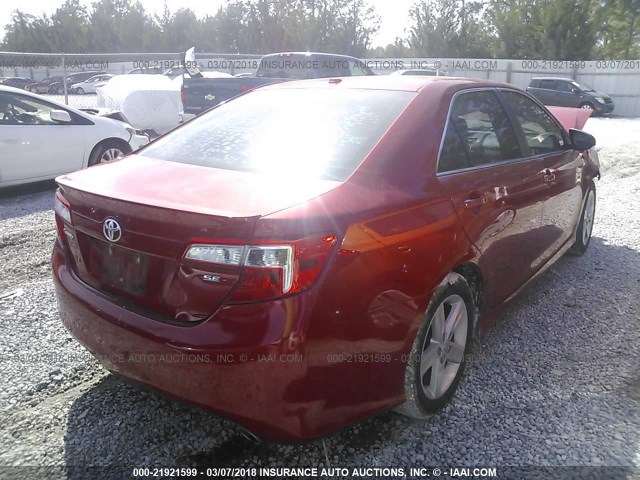 4T1BF1FK9EU754127 - 2014 TOYOTA CAMRY L/SE/LE/XLE RED photo 4