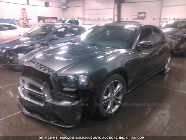 2C3CDXJG4EH166244 - 2014 DODGE CHARGER SXT GRAY photo 2