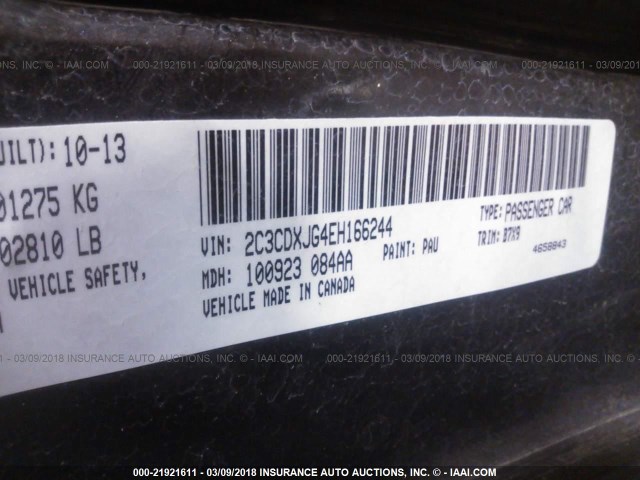 2C3CDXJG4EH166244 - 2014 DODGE CHARGER SXT GRAY photo 9