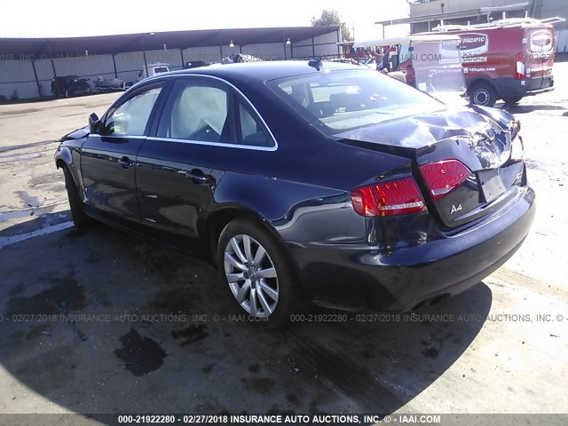 WAUEFAFL9AN028165 - 2010 AUDI A4 PREMIUM PLUS BLUE photo 3