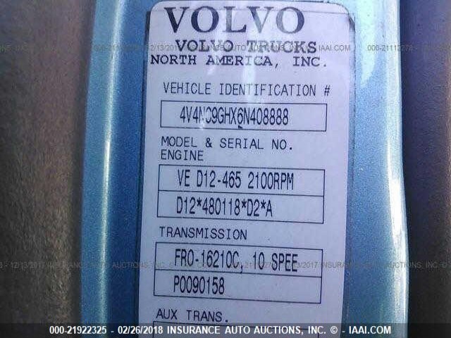 4V4NC9GHX6N408888 - 2006 VOLVO VN BLUE photo 10