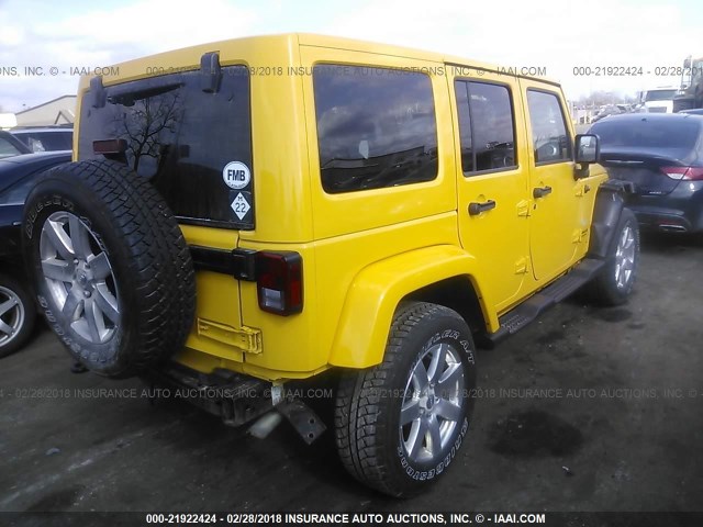 1C4BJWEG8FL602456 - 2015 JEEP WRANGLER UNLIMITE SAHARA YELLOW photo 4