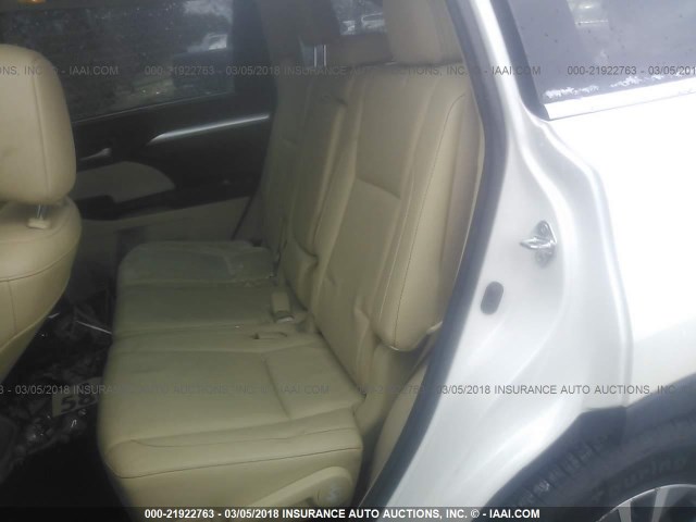 5TDJKRFH2FS102504 - 2015 TOYOTA HIGHLANDER XLE თეთრი ფოტო 8