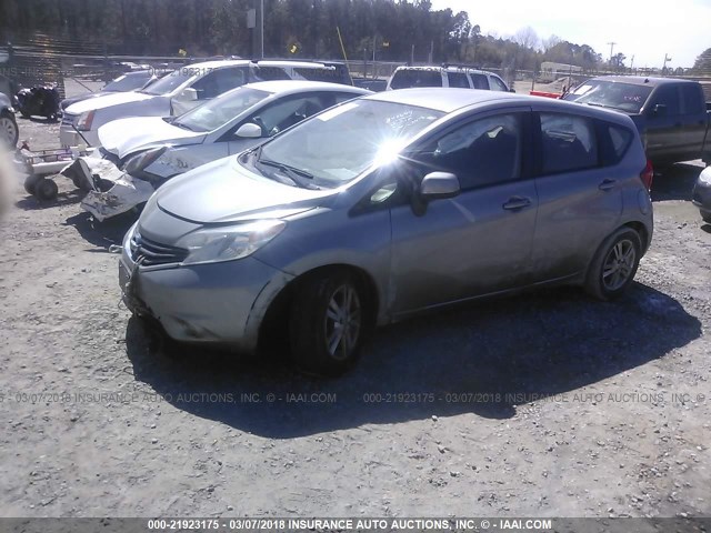 3N1CE2CP6EL385208 - 2014 NISSAN VERSA NOTE S/S PLUS/SV/SL SILVER photo 2