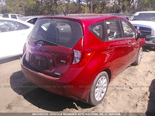 3N1CE2CP2FL356189 - 2015 NISSAN VERSA NOTE S/S PLUS/SV/SL/SR RED photo 4