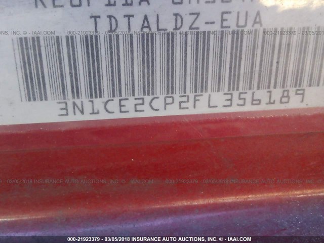 3N1CE2CP2FL356189 - 2015 NISSAN VERSA NOTE S/S PLUS/SV/SL/SR RED photo 9