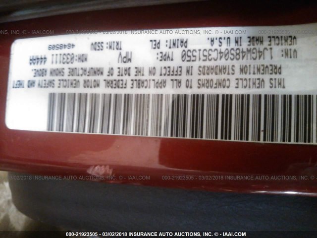 1J4GW48S04C351550 - 2004 JEEP GRAND CHEROKEE LAREDO/COLUMBIA/FREEDOM 栗色 照片 9