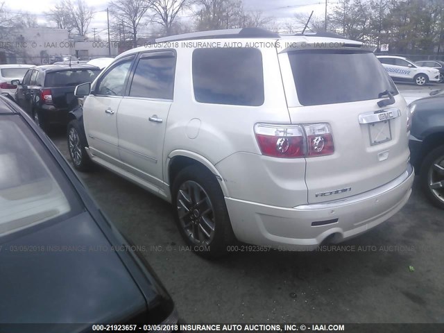 1GKKVTED4BJ349350 - 2011 GMC ACADIA DENALI WHITE photo 3