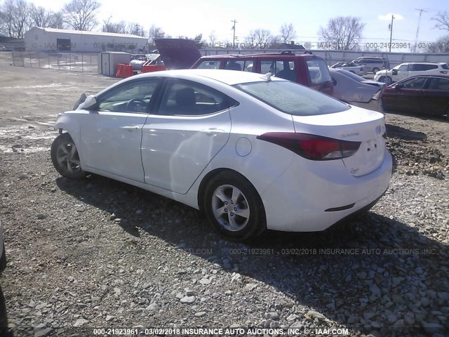 5NPDH4AE4FH578609 - 2015 HYUNDAI ELANTRA SE/SPORT/LIMITED WHITE photo 3