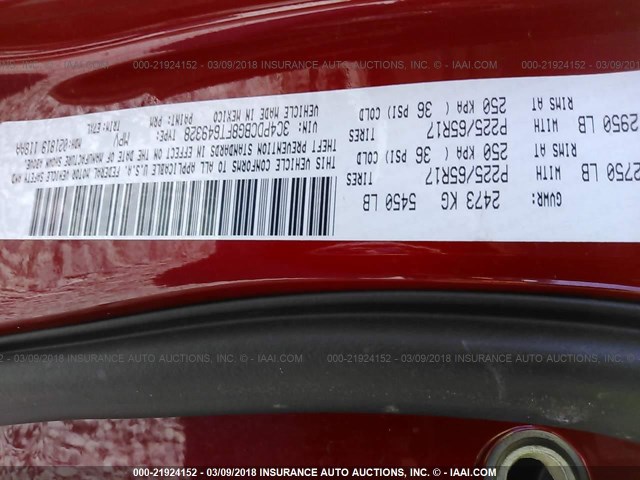 3C4PDCBG8FT649328 - 2015 DODGE JOURNEY SXT RED photo 9