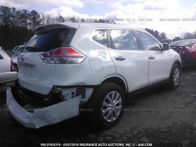 5N1AT2MT8GC876038 - 2016 NISSAN ROGUE S/SL/SV WHITE photo 4