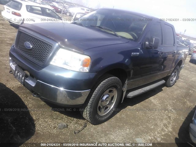 1FTPW14565FB02769 - 2005 FORD F150 SUPERCREW BLUE photo 2