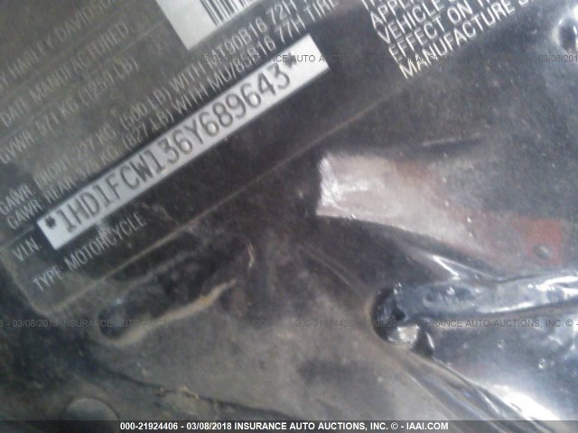 1HD1FCW136Y689643 - 2006 HARLEY-DAVIDSON FLHTCUI BLUE photo 10