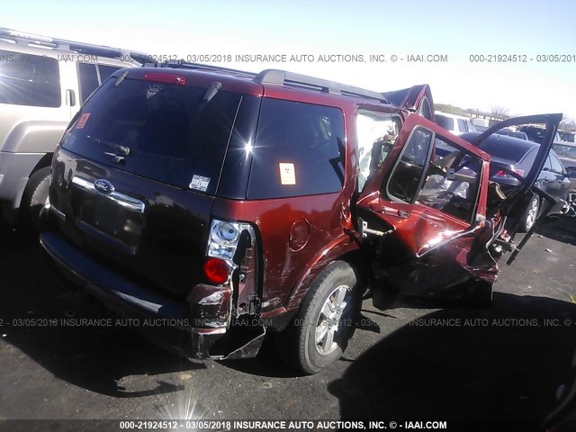 1FMEU6DE9AUA14391 - 2010 FORD EXPLORER XLT BURGUNDY photo 4