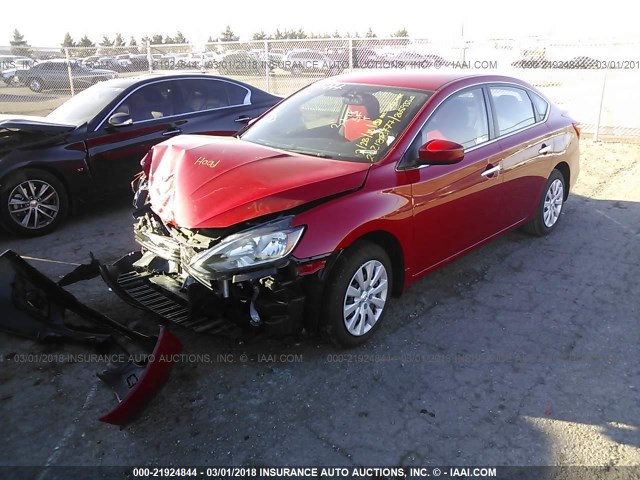 3N1AB7AP2HL720114 - 2017 NISSAN SENTRA S/SV/SR/SL RED photo 2