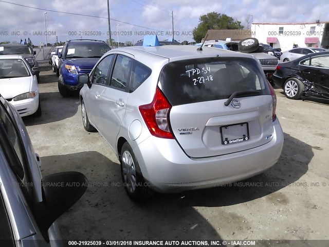 3N1CE2CP5FL401478 - 2015 NISSAN VERSA NOTE S/S PLUS/SV/SL/SR SILVER photo 3