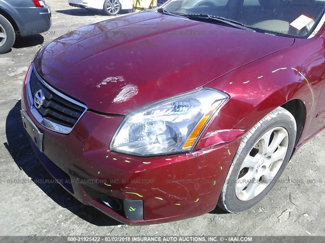 1N4BA41E18C821485 - 2008 NISSAN MAXIMA SE/SL RED photo 6