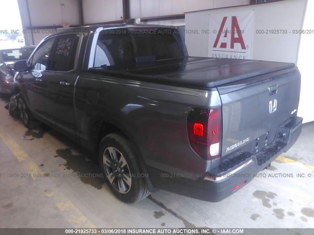 5FPYK3F74JB000242 - 2018 HONDA RIDGELINE RTL GRAY photo 3