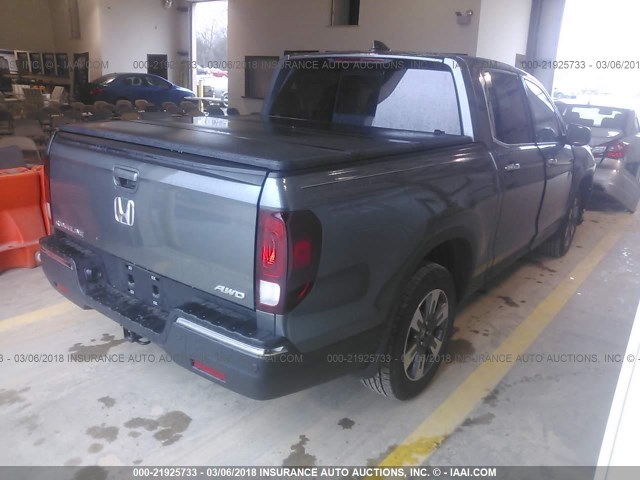 5FPYK3F74JB000242 - 2018 HONDA RIDGELINE RTL GRAY photo 4