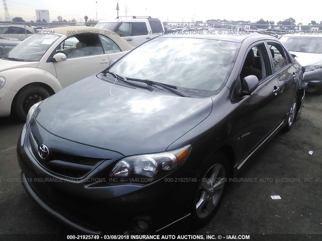 2T1BU4EE6CC901392 - 2012 TOYOTA COROLLA S/LE GRAY photo 2