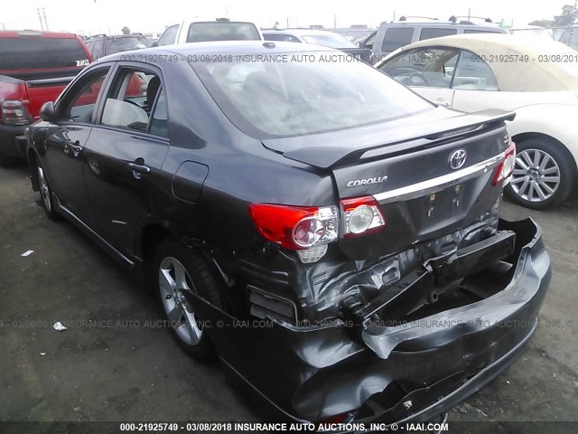 2T1BU4EE6CC901392 - 2012 TOYOTA COROLLA S/LE GRAY photo 3