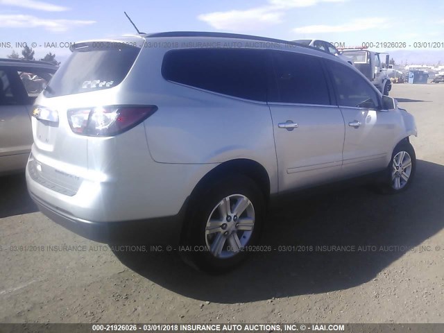 1GNKRGKD8EJ254586 - 2014 CHEVROLET TRAVERSE LT SILVER photo 4