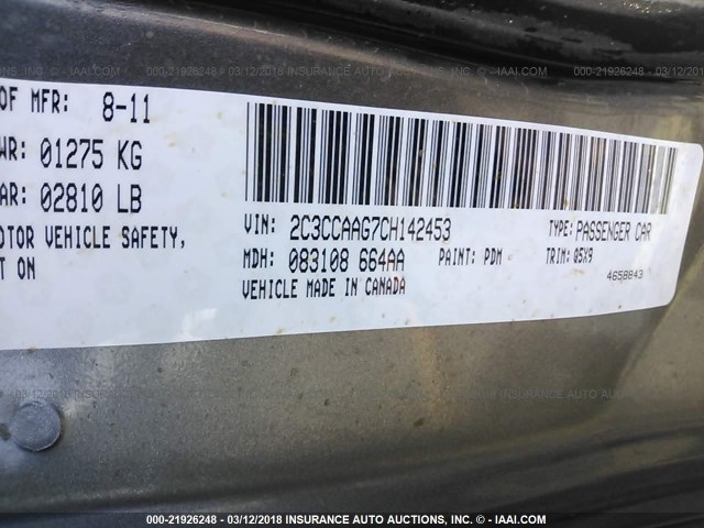 2C3CCAAG7CH142453 - 2012 CHRYSLER 300 灰色 照片 9