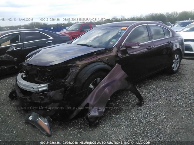 19UUA8F22DA008592 - 2013 ACURA TL RED photo 2