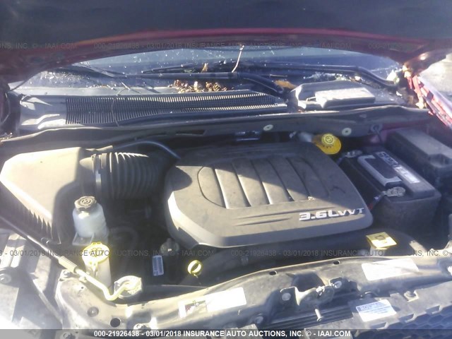 2C4RDGCGXER128496 - 2014 DODGE GRAND CARAVAN SXT MAROON photo 10