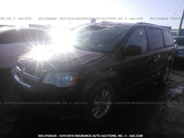 2C4RDGCGXER128496 - 2014 DODGE GRAND CARAVAN SXT MAROON photo 2