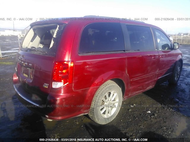 2C4RDGCGXER128496 - 2014 DODGE GRAND CARAVAN SXT MAROON photo 4