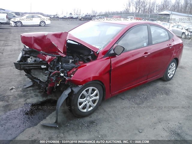 KMHCT4AE7DU485866 - 2013 HYUNDAI ACCENT GLS/GS RED photo 2