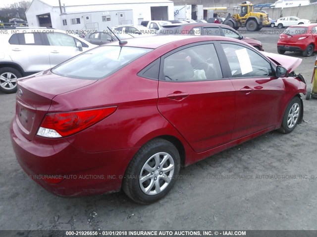 KMHCT4AE7DU485866 - 2013 HYUNDAI ACCENT GLS/GS RED photo 4