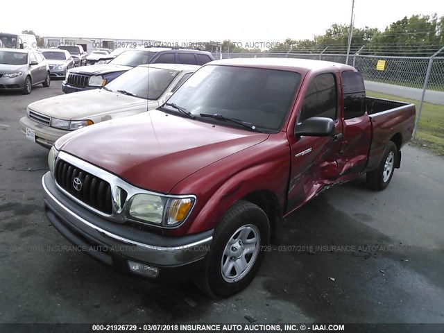 5TEVL52NX3Z290268 - 2003 TOYOTA TACOMA XTRACAB MAROON photo 2