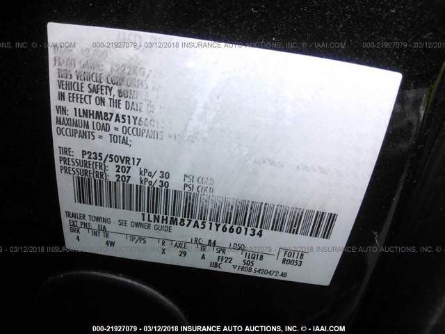 1LNHM87A51Y660134 - 2001 LINCOLN LS BLACK photo 9