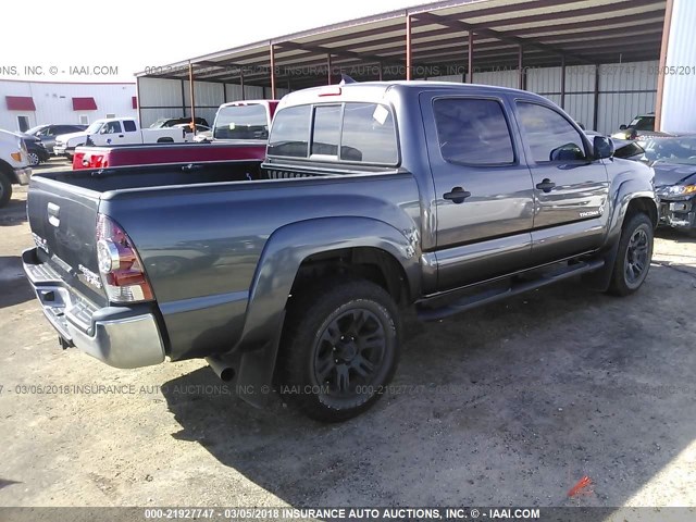 5TFJU4GN5FX089274 - 2015 TOYOTA TACOMA DOUBLE CAB PRERUNNER GRAY photo 4