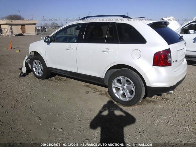 2FMDK3JC2DBA77894 - 2013 FORD EDGE SEL WHITE photo 3