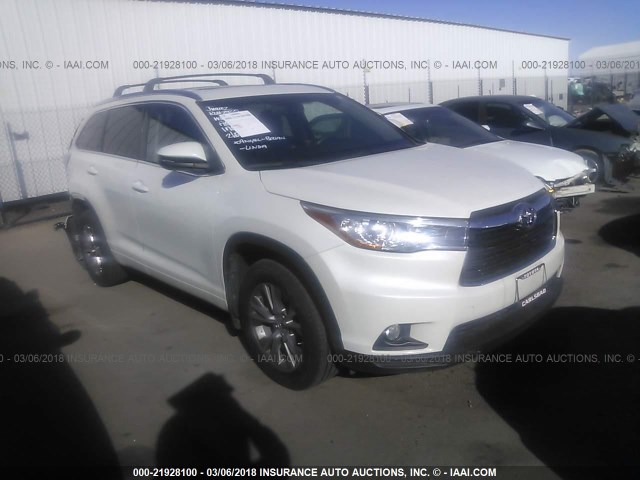 5TDJKRFH8FS183086 - 2015 TOYOTA HIGHLANDER XLE თეთრი ფოტო 1